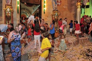 children playing during village feast in Malta